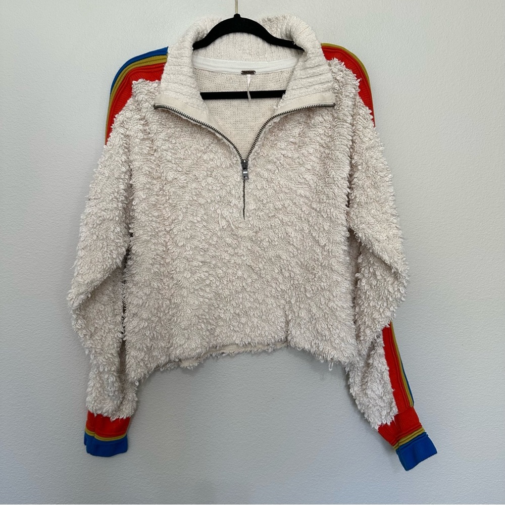 Free people marshmallow striped cotton-blend jumper pullover size large rainbow - Picture 4 of 6